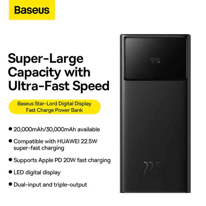 Baseus Star-Lord Digital Display Fast Charge Power Bank 30000mAh 22.5W